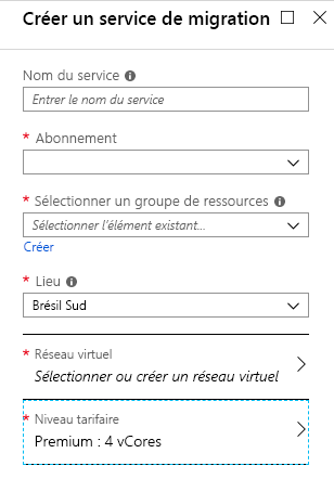 Image showing Create Migration Service