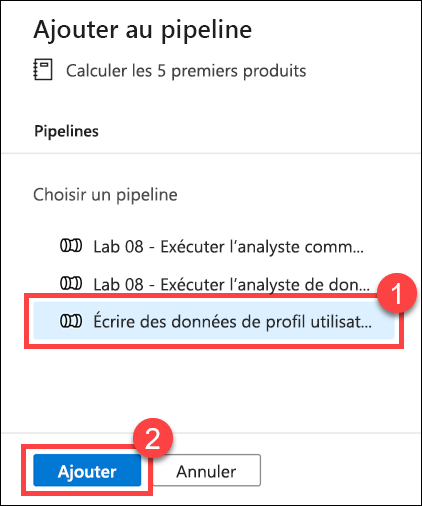 Le pipeline est sélectionné.