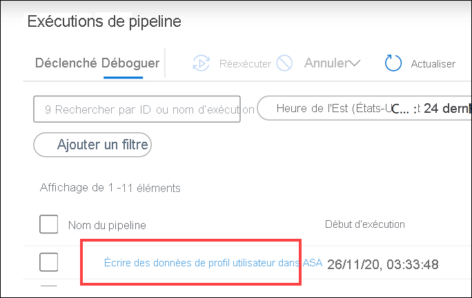 Le nom du pipeline est sélectionné.