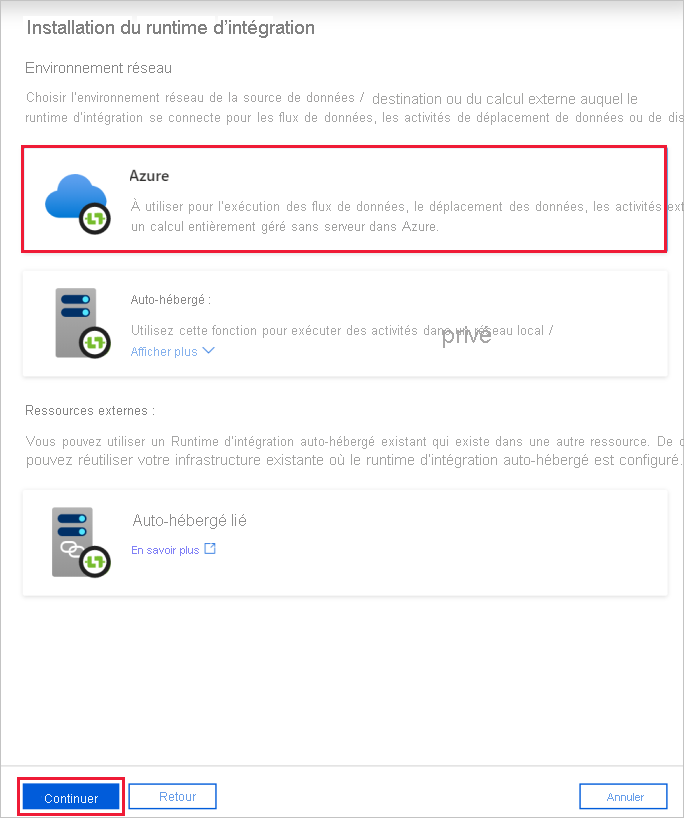 Créer un runtime d’intégration Azure