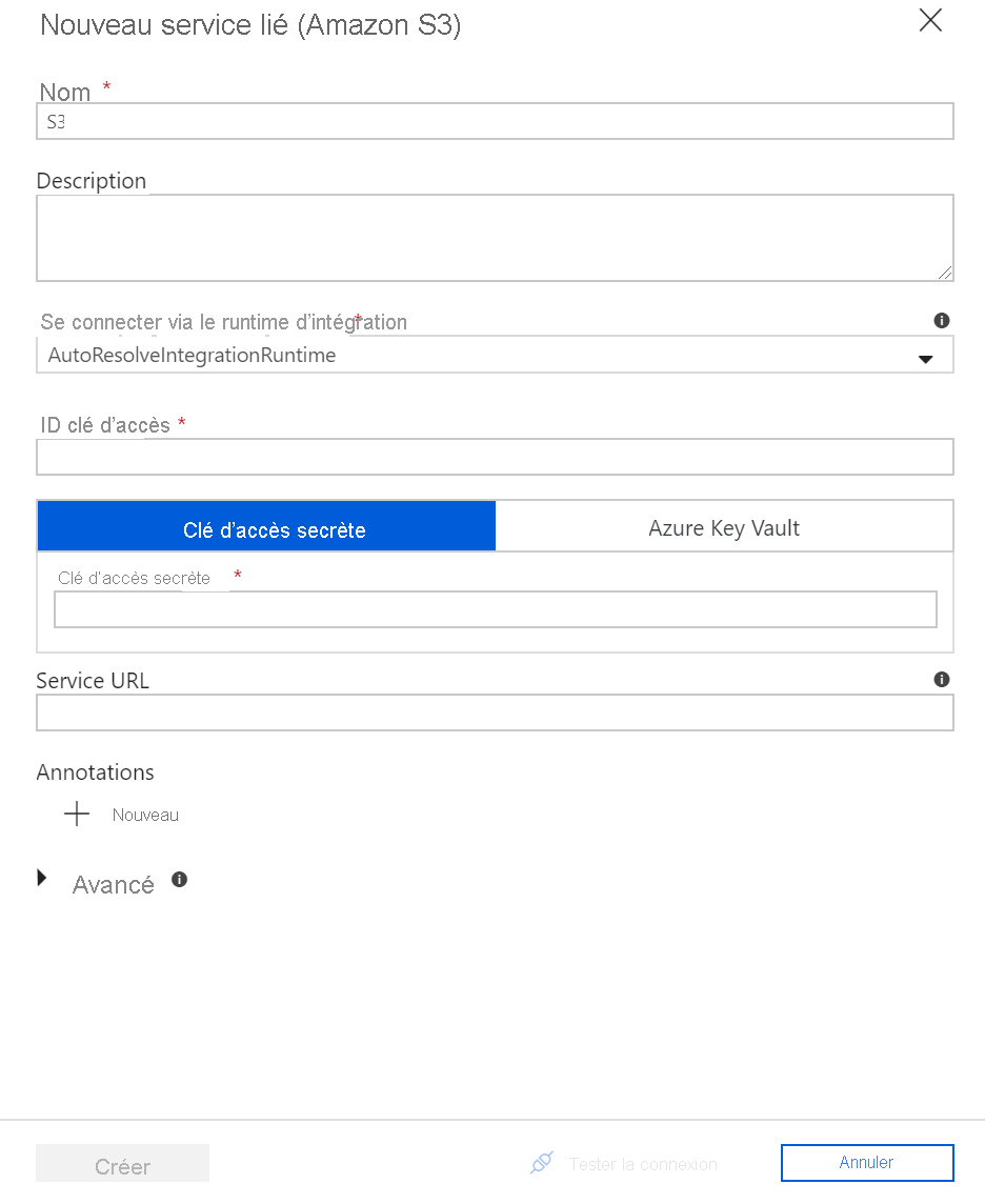 Setting data source access with keys