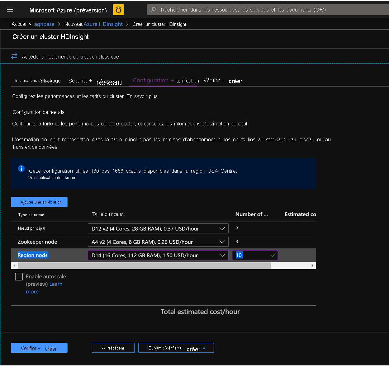 Configure nodes on Azure HDInsight in the Azure Portal.