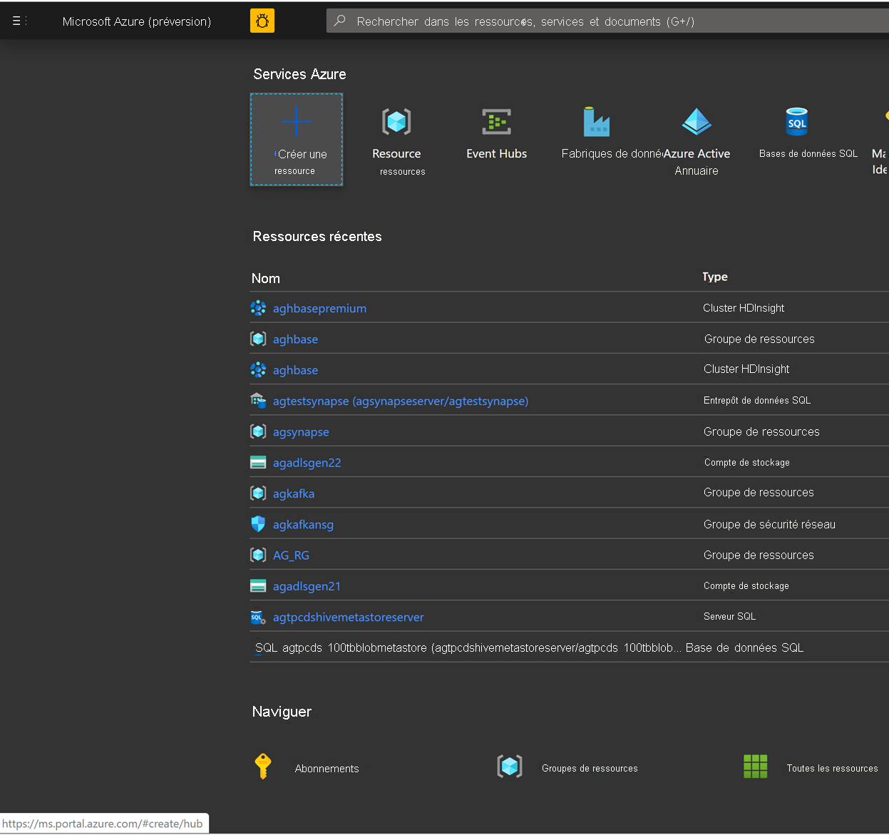 Créer une ressource dans le Portail Azure