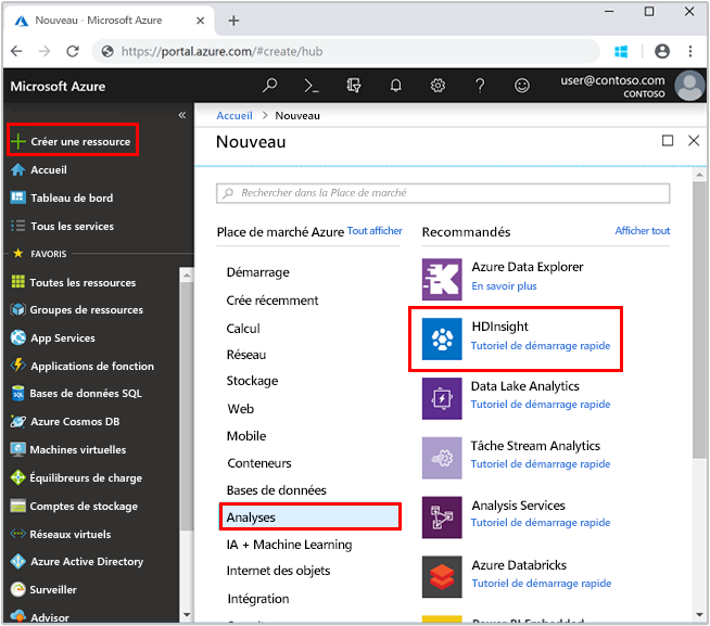 Capture d’écran de l’écran de création d’un cluster HDInsight dans le Portail Azure