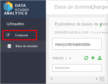 Compose button in the Data Analytics Studio application