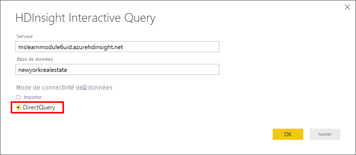 Connexion à HDInsight dans Power BI