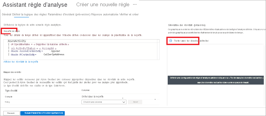 Capture d'écran de l'Assistant permettant de créer une règle d'analytique planifiée.