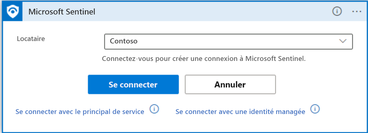 Capture d’écran de la connexion au locataire Microsoft Entra.