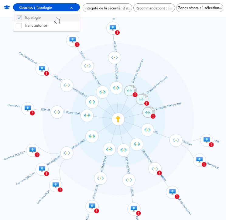 capture d’écran de la carte Defender pour le réseau cloud.