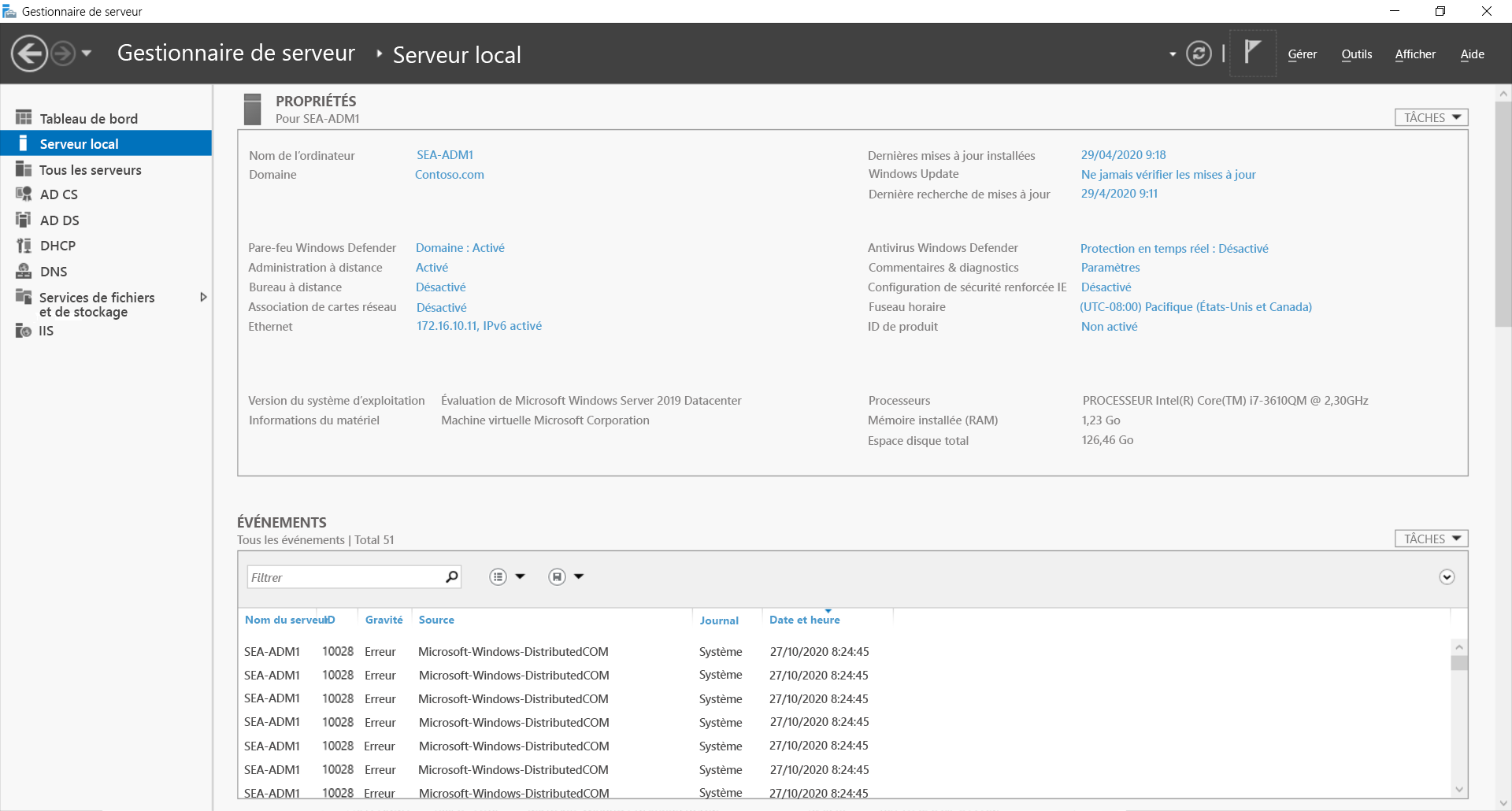 A screenshot of the Server Manager Local Server pane. Displayed are the options discussed in the preceding text.