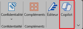 Capture d'écran de l'icône Copilot dans le ruban Word.