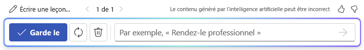 Capture d'écran de la barre d'options après l'utilisation de Rédiger avec Copilot dans Word.