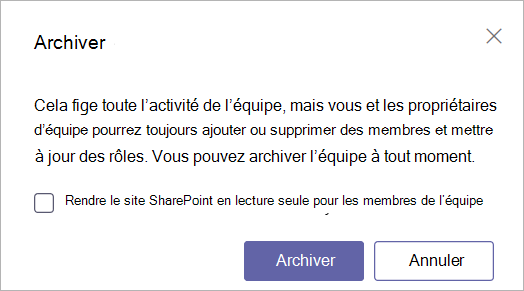  Capture d’écran du message d’archive Teams.