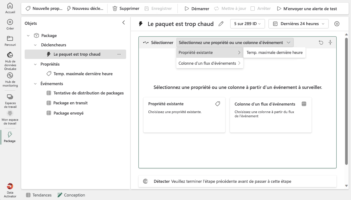 Screenshot of assigning new property in Data Activator.