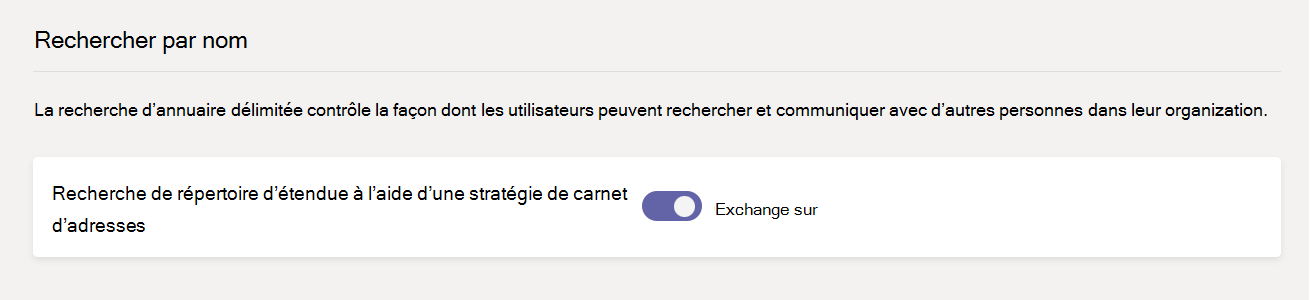 Capture d’écran de la Recherche d’annuaire étendue.