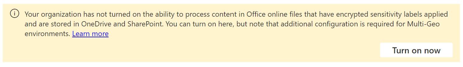 Capture d’écran Activer les étiquettes de confidentialité pour les fichiers Office dans SharePoint et OneDrive.