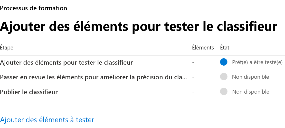 Capture d'écran de la page détaillée du classificateur que vous avez sélectionné.