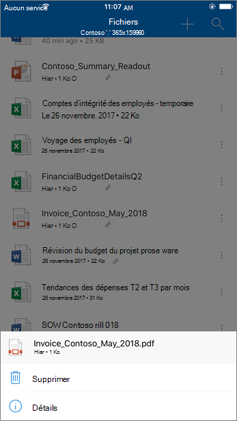 Capture d'écran d'un fichier bloqué dans un appareil mobile.