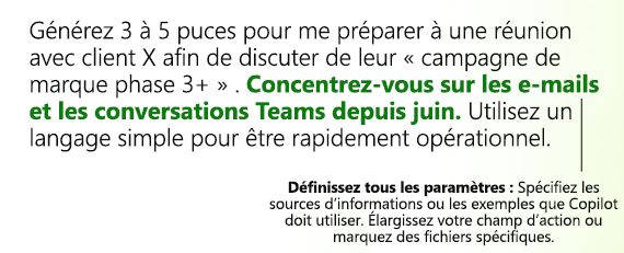 Diagramme montrant la troisième étape de création d'un prompt : définir des paramètres.