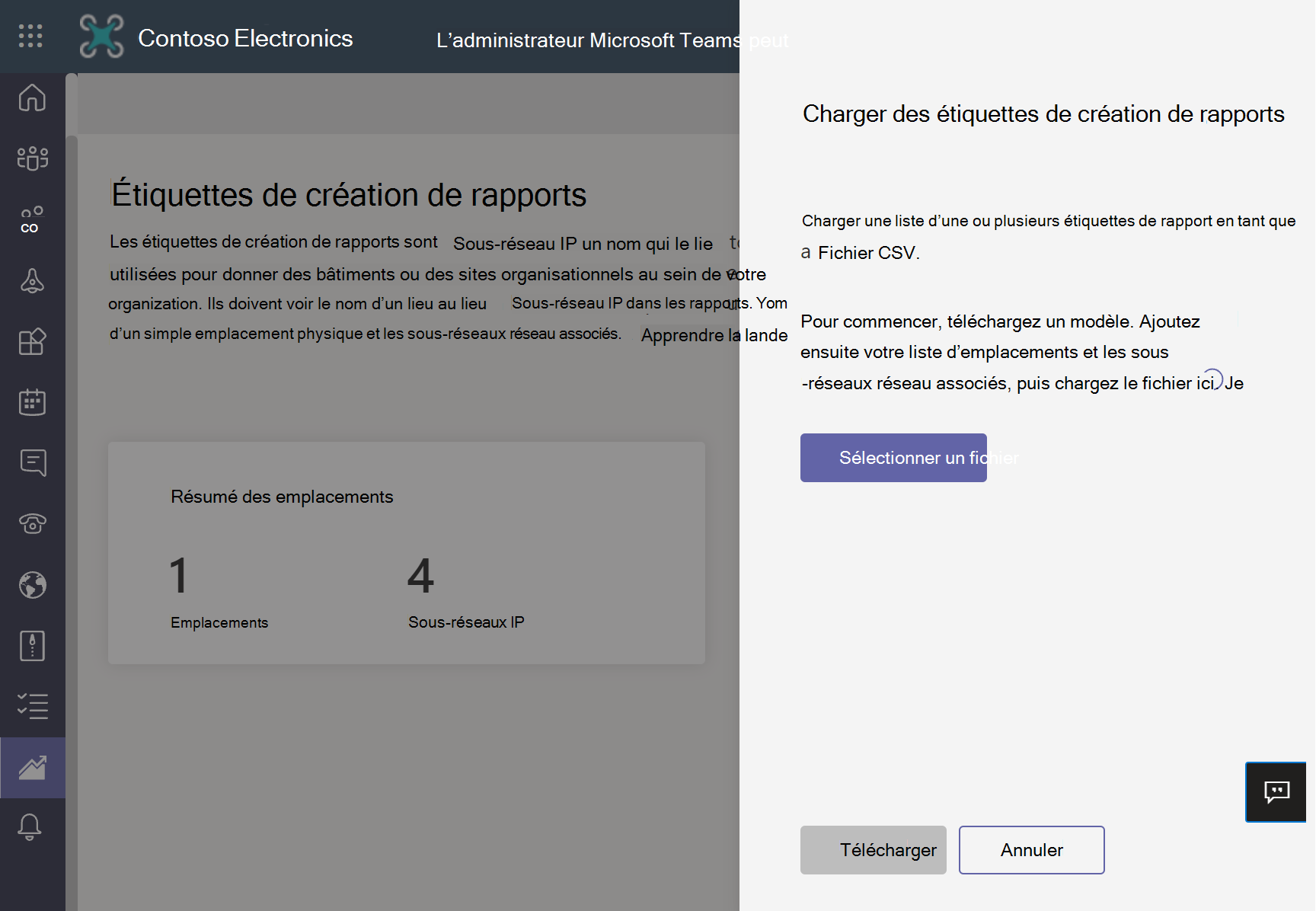 Capture d’écran de la configuration des étiquettes de compte-rendu.