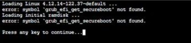 Capture d’écran de l’erreur grub « grub_efi_get_secure_boot » introuvable.