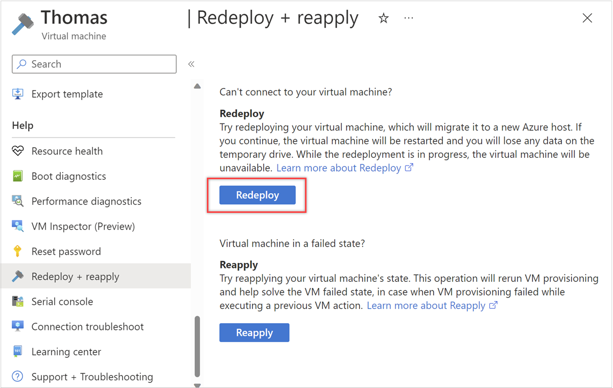 L’image montre l’option de redéploiement et de réapplication.