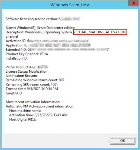 Capture d’écran de la fenêtre Hôte de script Windows.