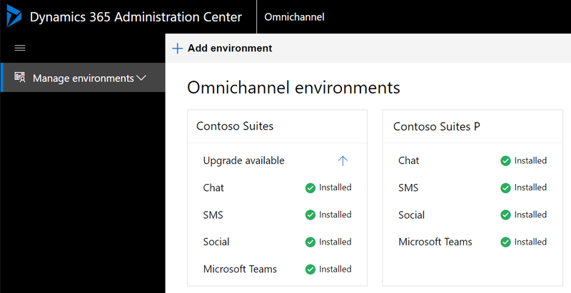 Capture d’écran montrant la page Gérer les environnements Omnichannel.