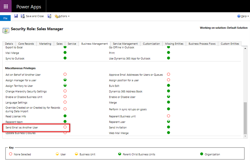 Fournissez l’autorisation d’envoyer un e-mail en tant que privilège utilisateur pour l’utilisateur.