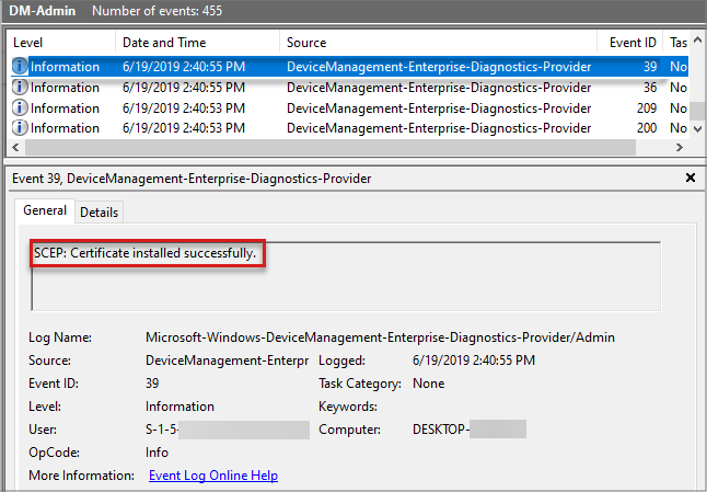 Capture d’écran de l’événement 39 dans le journal des applications Windows.