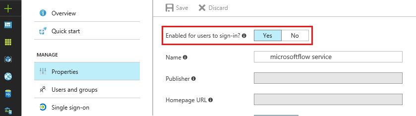 Capture d’écran montrant que le champ Activé pour que les utilisateurs puissent se connecter est défini sur Oui.