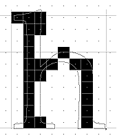 Note how heavy the upper serif has become in comparison with the stem weights