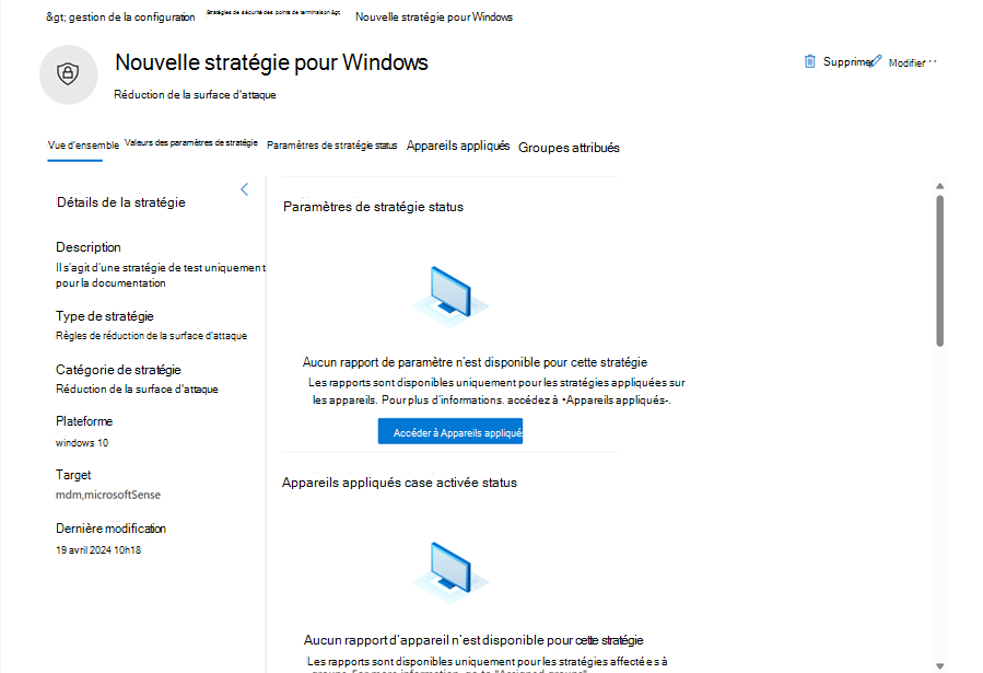 Capture d’écran de la page de stratégie dans la gestion multilocataire dans Microsoft Defender XDR.