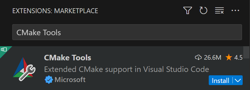 Installation de l’extension Visual Studio Code CMake Tools