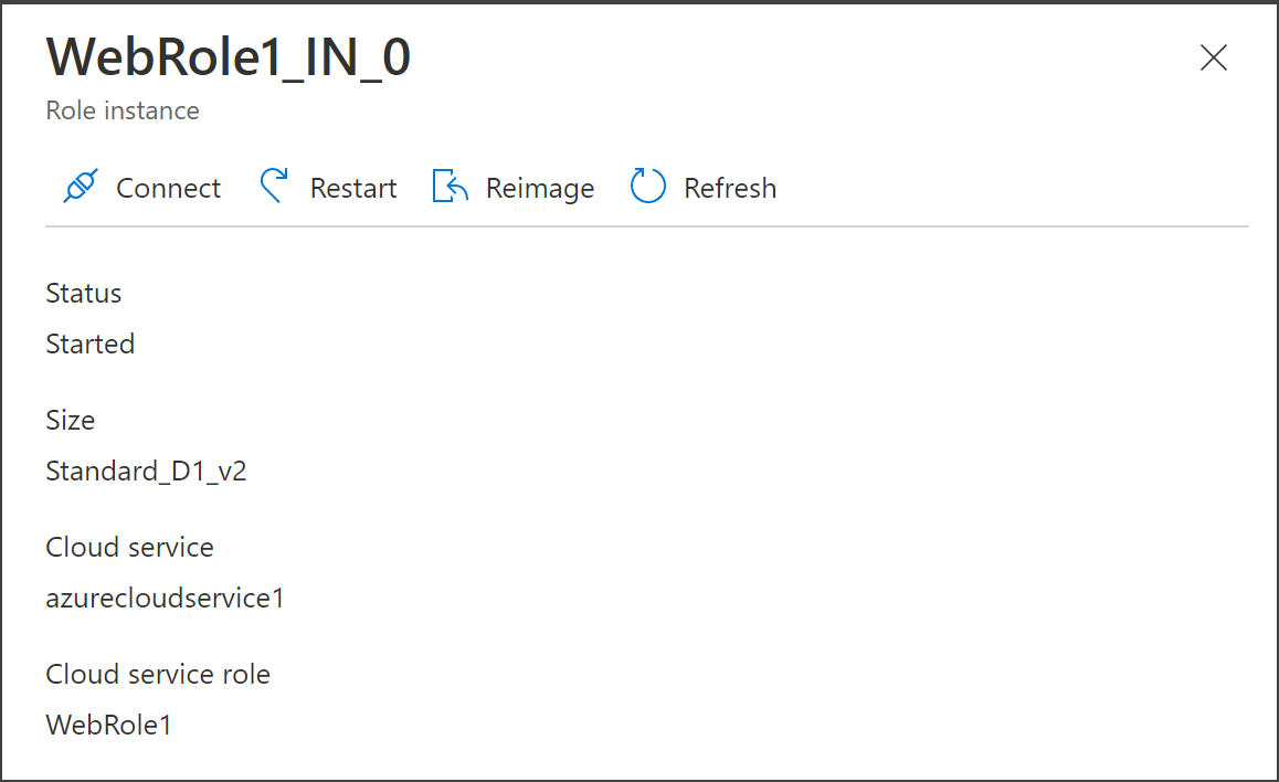 Capture d’écran montrant la fenêtre contextuelle Instance de rôle avec l’option Connexion.