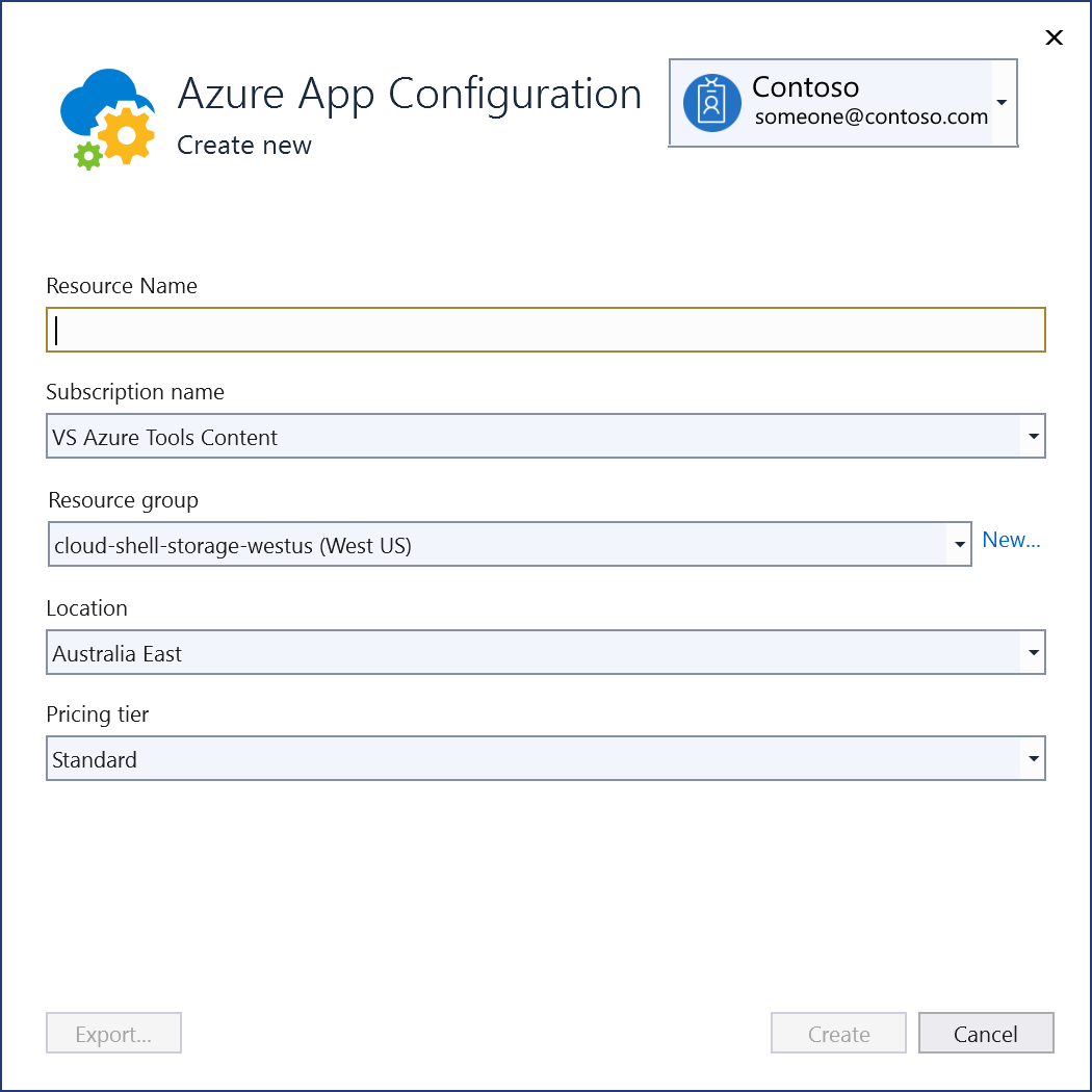 Capture d’écran montrant le nouveau magasin de configuration Azure App.