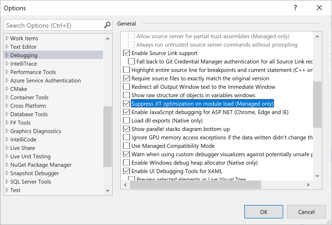 Supprimer l’optimisation JIT