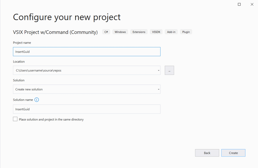 Configure your new project.