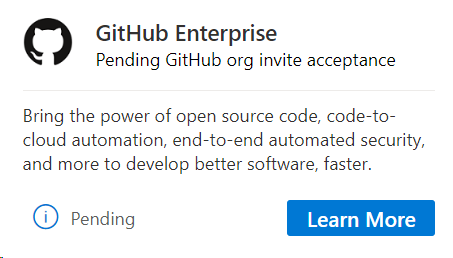 GitHub Enterprise en attente d’acceptation de l’invitation