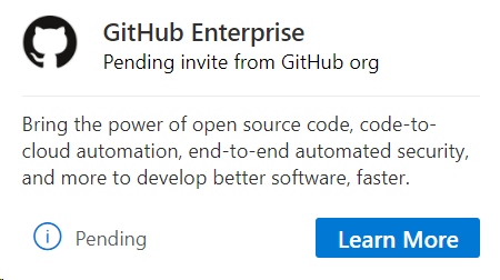 Invitation GitHub Entreprise en attente GitHub