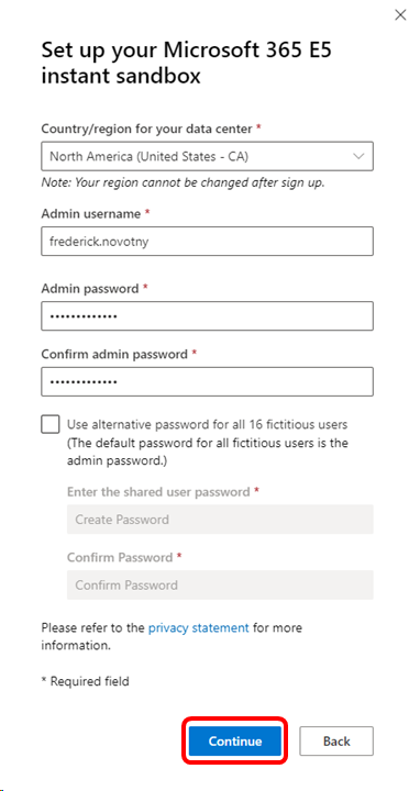 Configuration du bac à sable Microsoft 365 Développeur