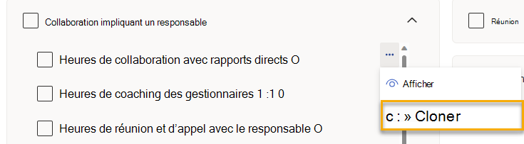 Capture d’écran montrant le menu contextuel Actions avec l’option Clone mise en évidence