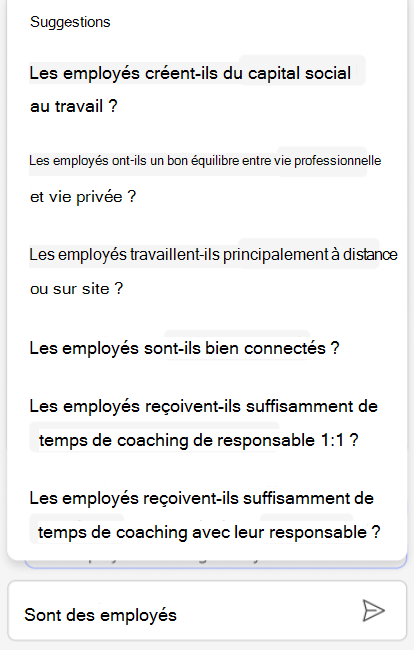 Capture d’écran montrant comment Copilot peut vous aider avec les questions suggérées.