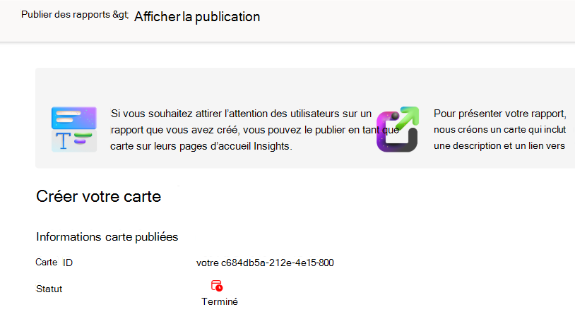 Capture d’écran montrant la page de publication de l’affichage.