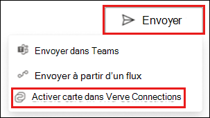 Capture d’écran mettant en évidence les options d’envoi et d’activation des carte dans Viva Connections à partir de votre compte Power Apps.