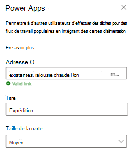 Capture d’écran montrant la moitié supérieure du volet des propriétés de Power Apps.