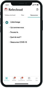 Capture d’écran montrant la navigation globale dans les applications mobiles.