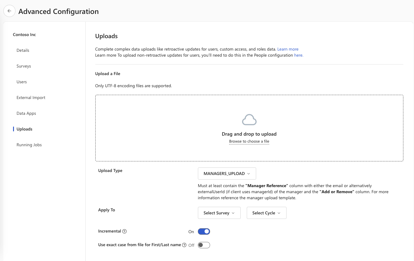 Capture d’écran de la fonctionnalité Chargements de configuration avancés.