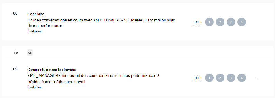 Capture d’écran du symbole logique d’affichage dans commentaires sur le travail.