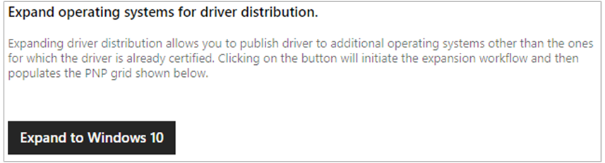 Capture d'écran du bouton d'expansion pour un pilote Windows 8.1.